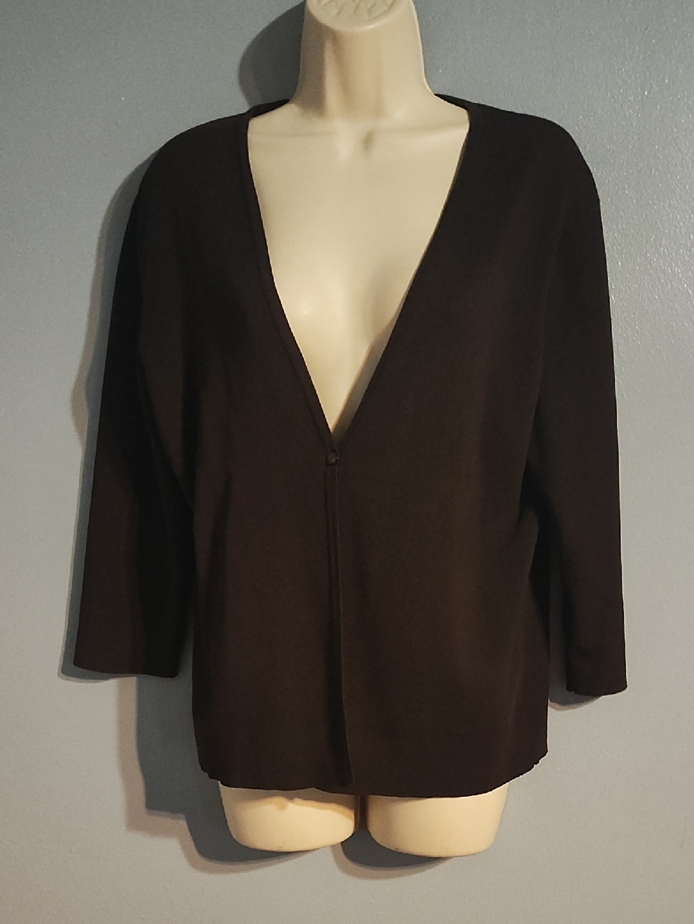 George Chocolate Brown V-Neck Lightweight One Button Cardigan